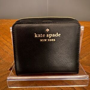 Kate Spade NWT Staci Zip Around Black Leather Wallet